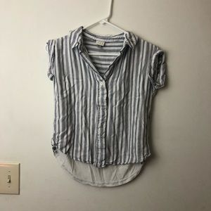 White & Blue Stripped Crop